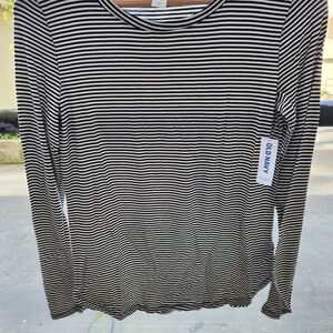 Old Navy Women's Long Sleeve Top - Black and White Stripes